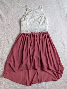 LIKE NEW By & By Fit And Flare High Low Hight Neck Sleeveless Chiffon Dress